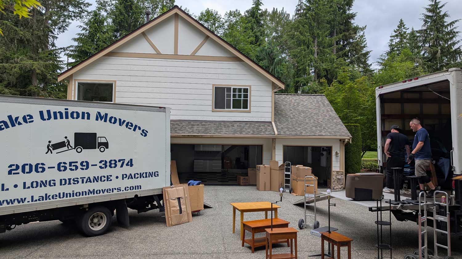A moving truck loaded for a Seattle-area move.